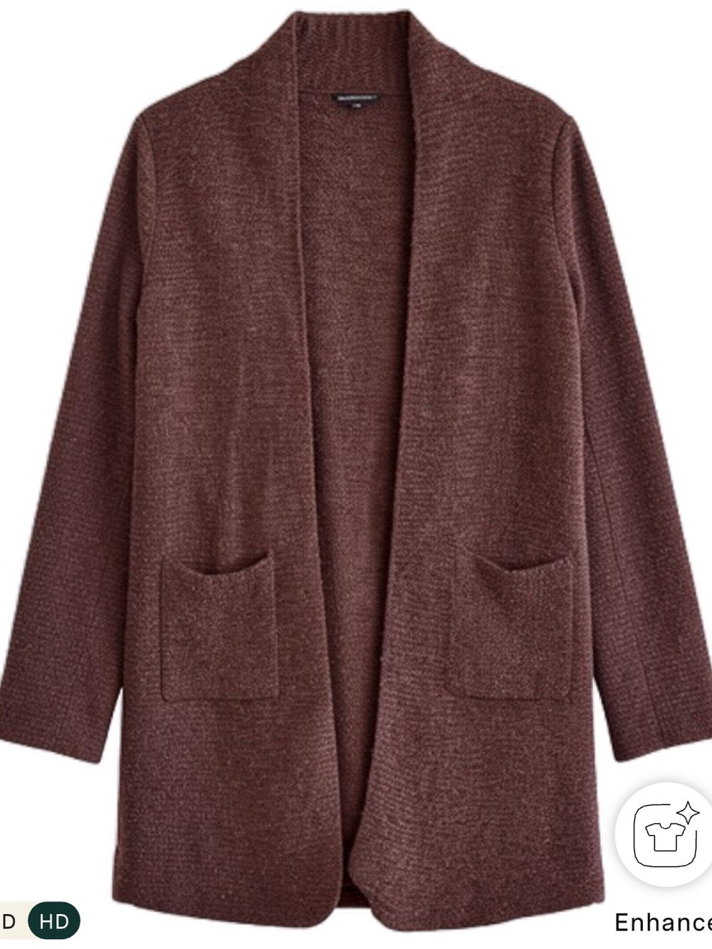 Eileen Fisher Dark Red/Brown 100% Peruvian Baby Alpaca Cardigan